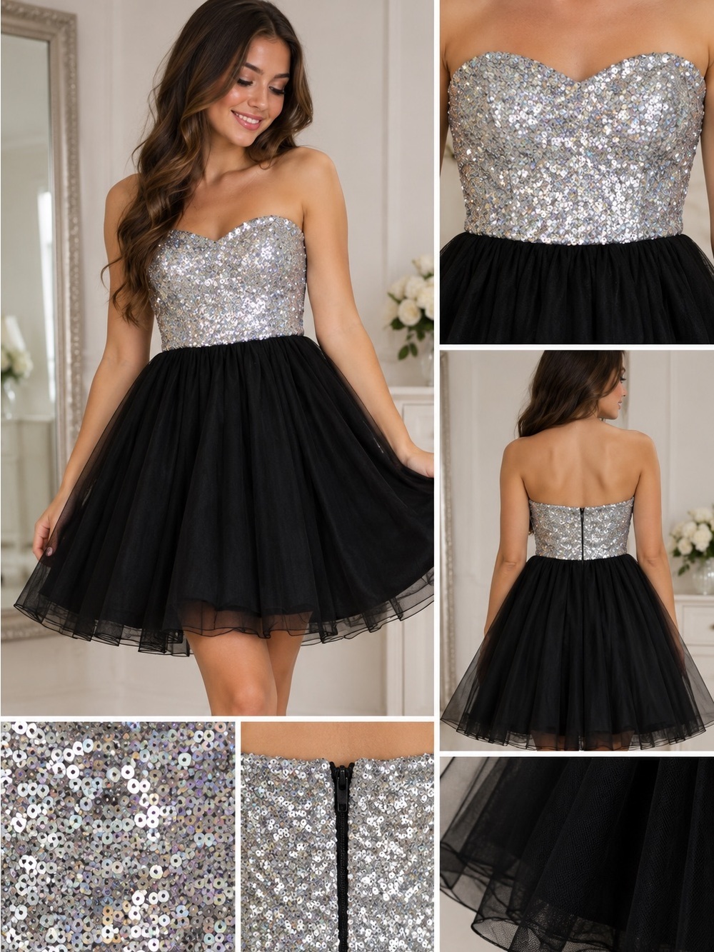 Emerald Sundae Women’s Strapless Sequin & Tulle Party Dress